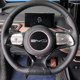 Carbon Fiber Texture Steering Wheel Cover for BYD Dolphin Surf/Seagull