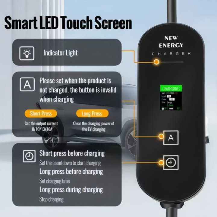Type 2 Portable EV Charger for BYD Xpeng Zeekr Leapmotor Geely