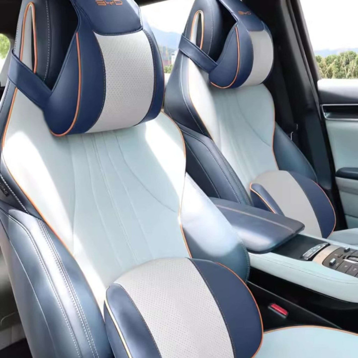 For BYD Premium Leather Headrest & Lumbar Pillow Set (2-Pcs)