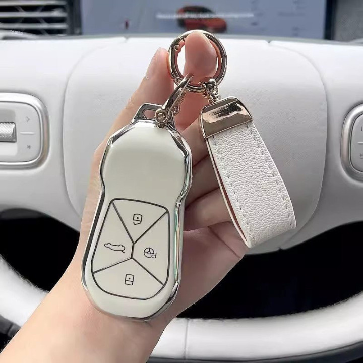 TPU Leather Metal Key Fob Cover for Xpeng G6 G9 P7