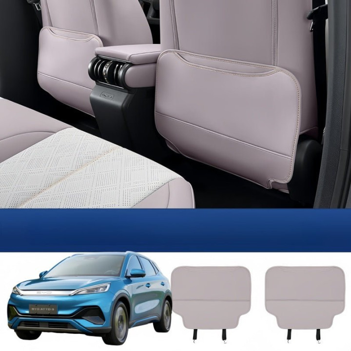 Half-Wrapped Leather Seat Back Kick Mat for BYD Atto 3 2023-2026