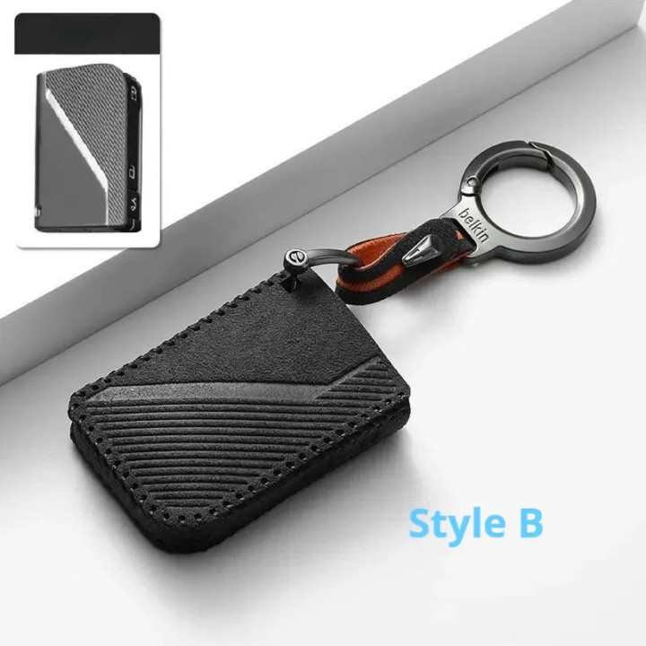 Suede Leather Car Key Case Cover Fob Shell for Lynk & CO 08