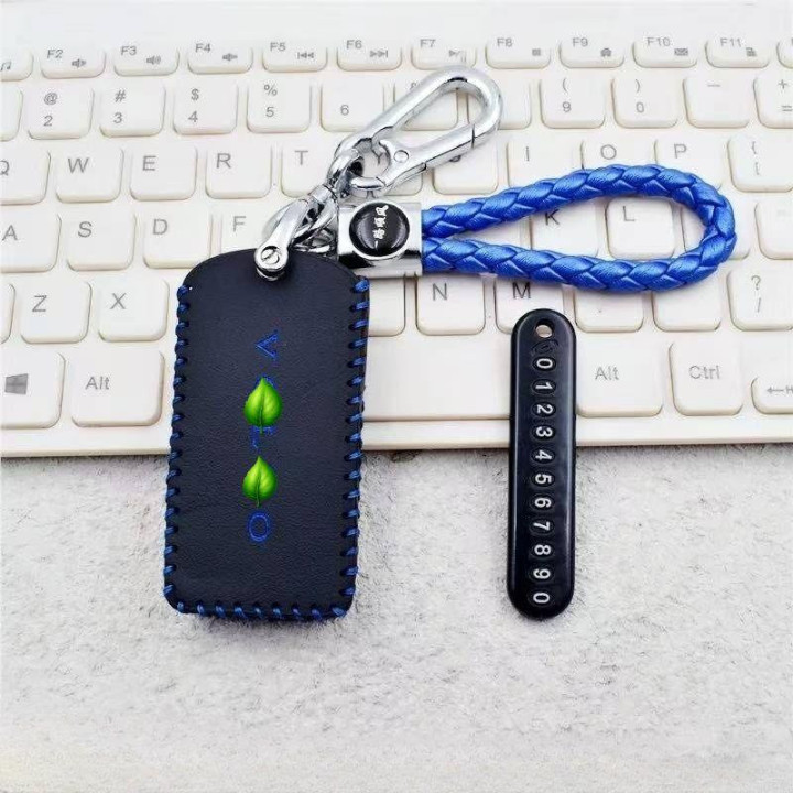 Leather Car Bluetooth Key Case Car Keychain for Volvo EX30