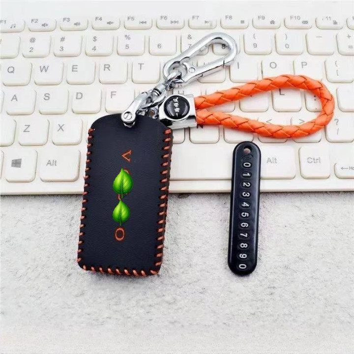 Leather Car Bluetooth Key Case Car Keychain for Volvo EX30