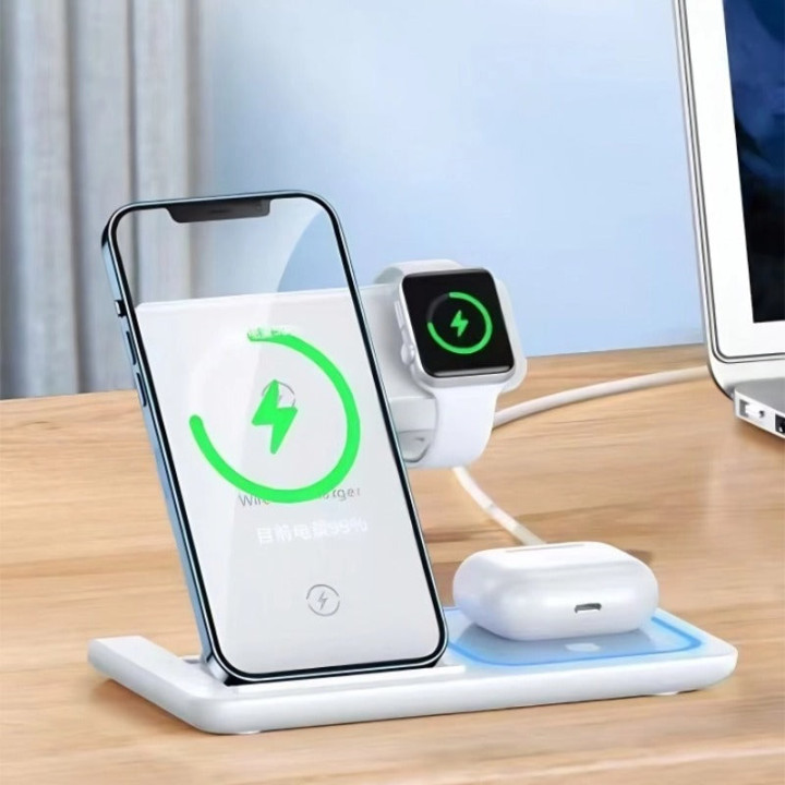 Faltbares 3-in-1-Wireless-Ladegerät für Telefon und Zubehör – Bild 2
