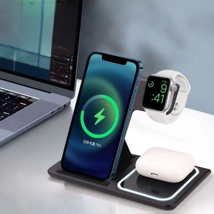 Faltbares 3-in-1-Wireless-Ladegerät für Telefon und Zubehör – Bild 3