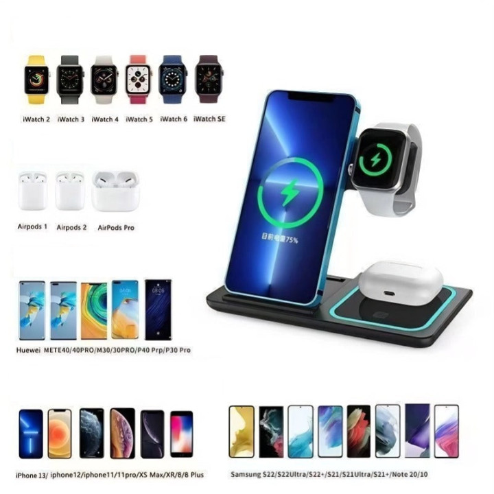 Faltbares 3-in-1-Wireless-Ladegerät für Telefon und Zubehör