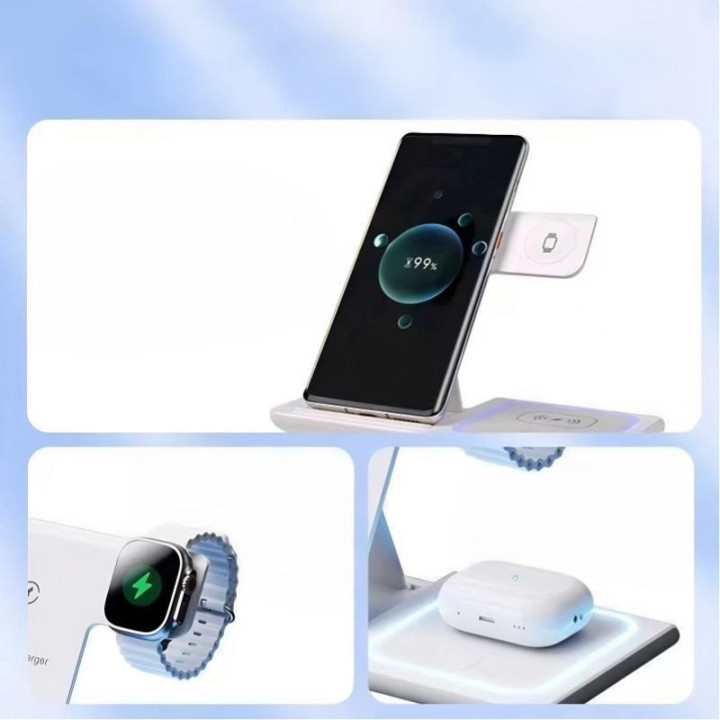 Faltbares 3-in-1-Wireless-Ladegerät für Telefon und Zubehör – Bild 4