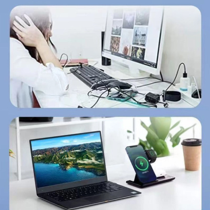 Faltbares 3-in-1-Wireless-Ladegerät für Telefon und Zubehör – Bild 5