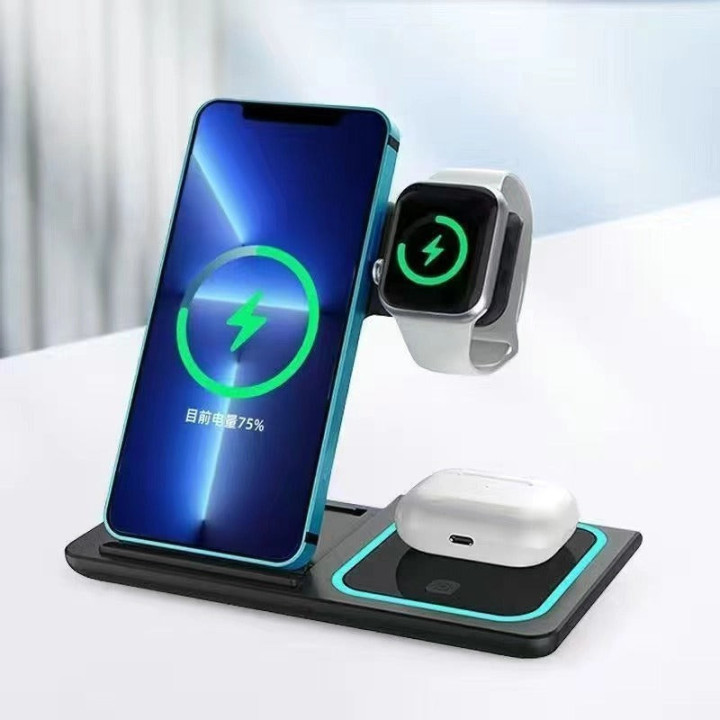 Faltbares 3-in-1-Wireless-Ladegerät für Telefon und Zubehör – Bild 6