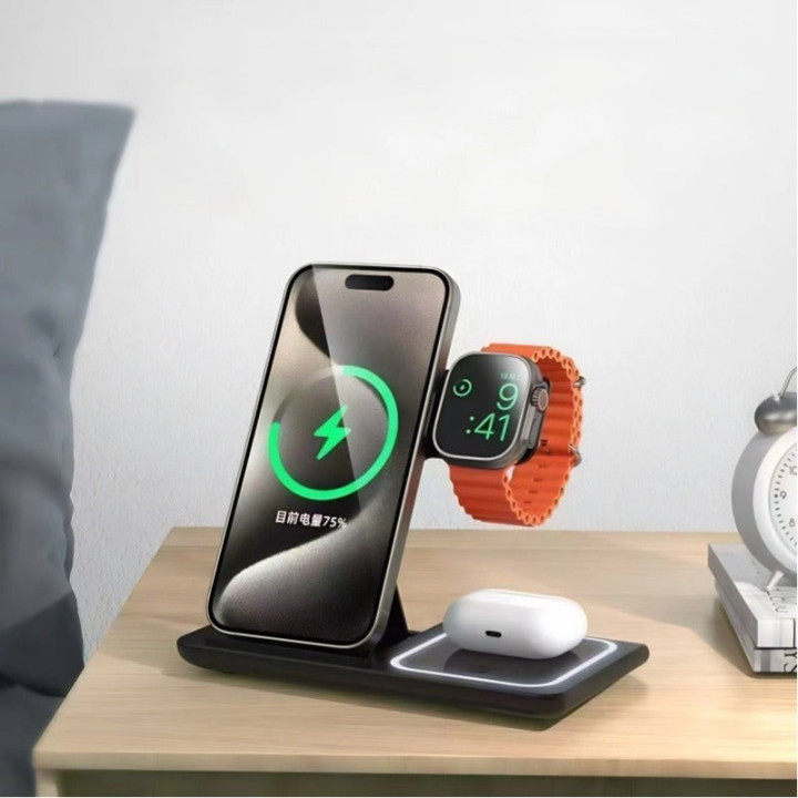 Faltbares 3-in-1-Wireless-Ladegerät für Telefon und Zubehör – Bild 8