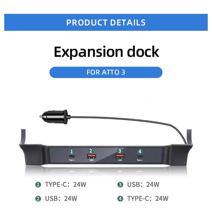 USB-Hub mit Zusatzanschlüssen für BYD Atto 3 – Bild 5